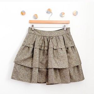 DVF Bolo Metallic Gold Tweed Tiered Skirt
